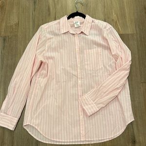 NWOT Gap pink strip button down shirt size XL